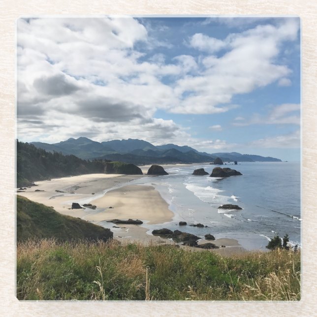 Ecola State Beach, Oregon Glass Coaster (Front)