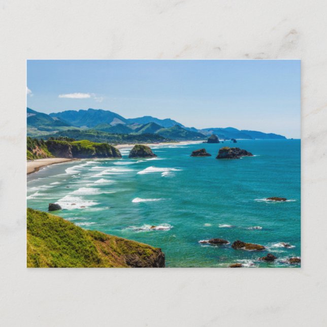 Ecola State Park, Oregon. Panorama of Crescent Postcard (Front)