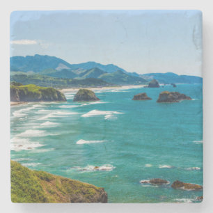 Ecola State Park, Oregon. Panorama of Crescent Stone Coaster