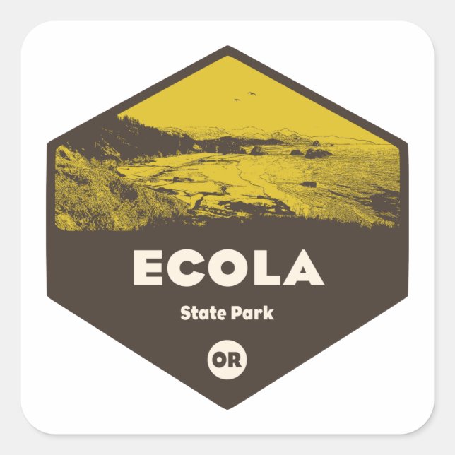 Ecola State Park Oregon Square Sticker (Front)