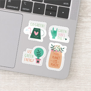 Ecology green badge sticker set