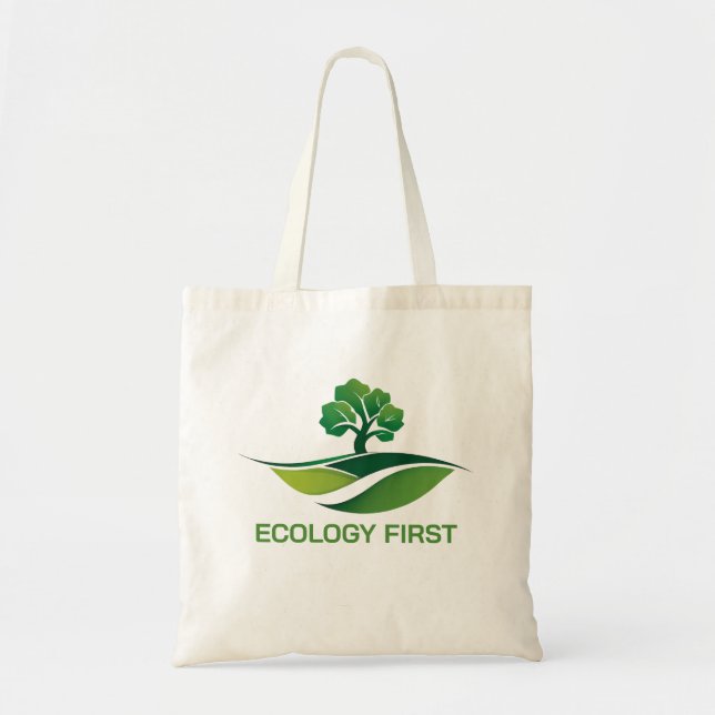 Ecology green tree world logo tote bag (Front)