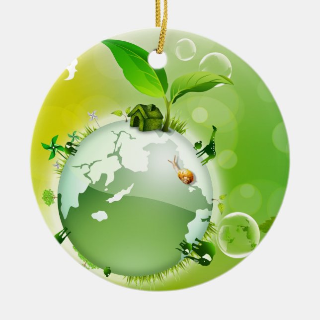 Ecology : the earth is our house - ceramic tree decoration (Front)