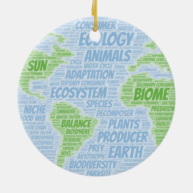 Ecology Word Cloud Ceramic Tree Decoration (Back)