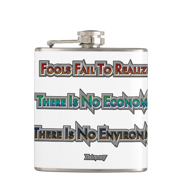 Economy vs Environment Hip Flask (Front)