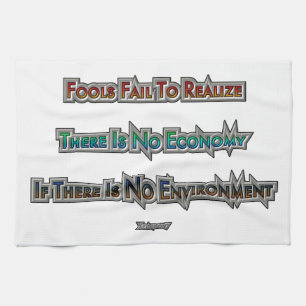 Economy vs Environment Tea Towel