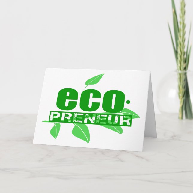 Ecopreneur With Leaves, Branch And Dot Hyphen Card (Front)