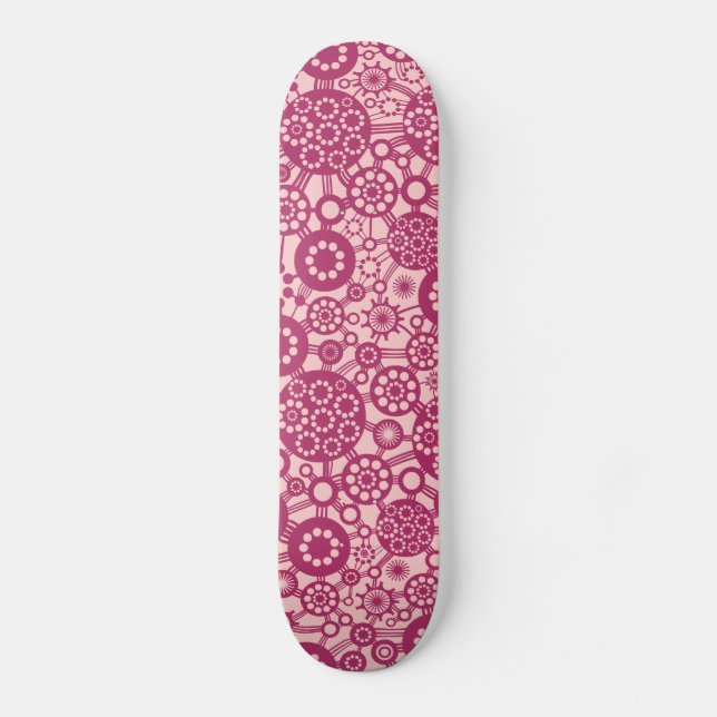 Ecosystem - Crimson on Faded Pink Skateboard (Front)