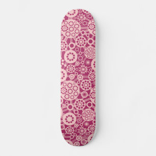 Ecosystem - Faded Pink on Crimson Skateboard