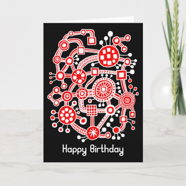 Ecosystem III - White and Red on Black Card (Front)