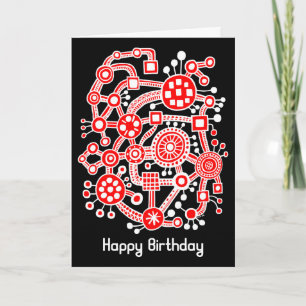 Ecosystem III - White and Red on Black Card