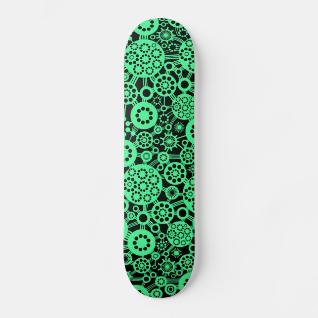Ecosystem -  Mint Green on Black Skateboard (Front)