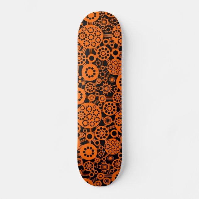 Ecosystem - Orange on Black Skateboard (Front)