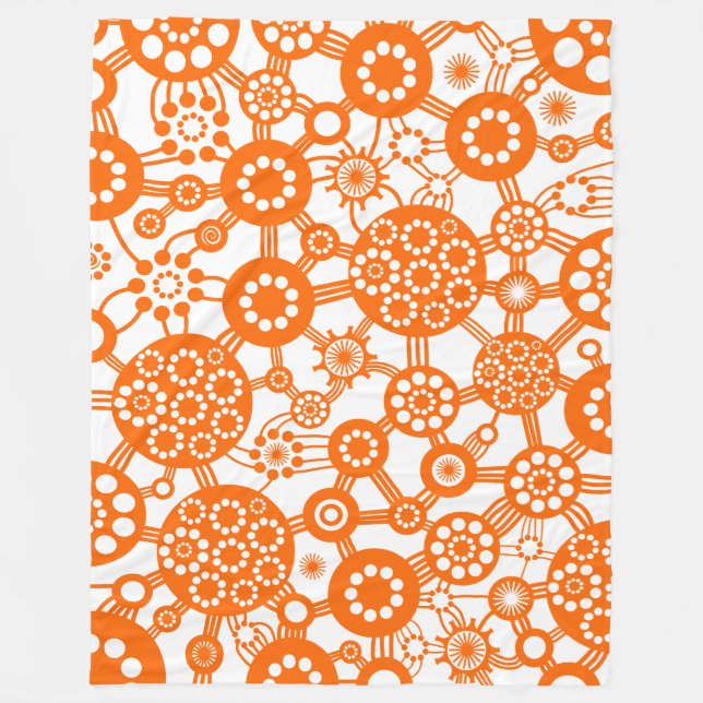 Ecosystem - Orange on White Fleece Blanket (Front)