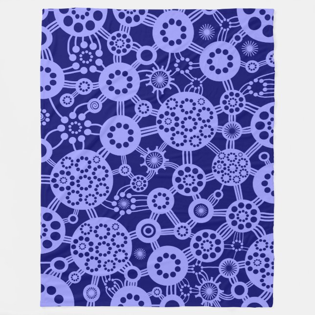 Ecosystem - Pastel Blue on Deep Navy Fleece Blanket (Front)