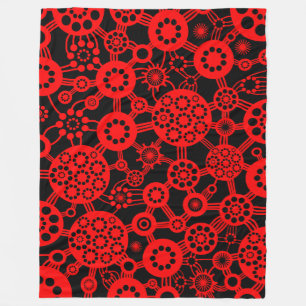 Ecosystem - Red on Black Fleece Blanket