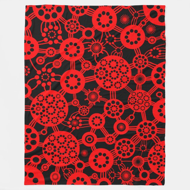 Ecosystem - Red on Black Fleece Blanket (Front)