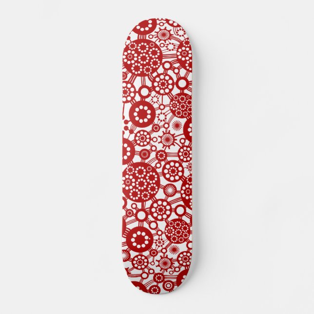Ecosystem - Ruby Red on White Skateboard (Front)