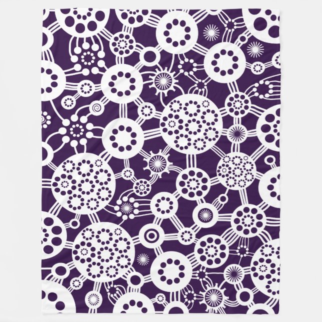 Ecosystem - White on Deep Purple 25003a Fleece Blanket (Front)