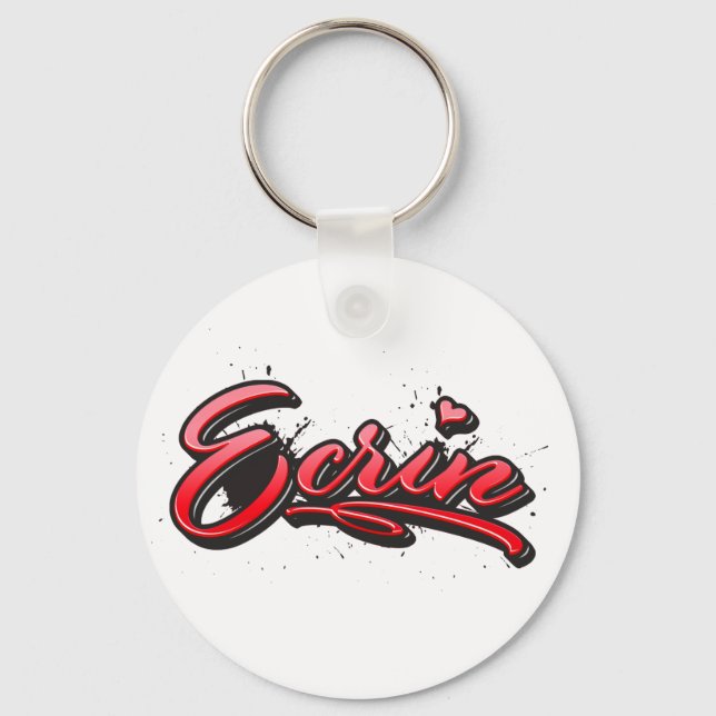 Ecrin red Heart Graffiti Schlüsselanhänger Key Ring (Front)