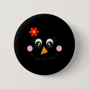 Ecrow Face Girl Eyelashes Flower Funny Halloween 6 Cm Round Badge