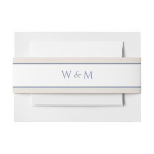 Ecru and Dusty Blue Wedding Invitation Belly Band
