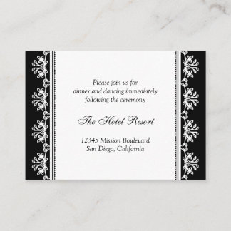 Ecru black filigree wedding reception enclosure card