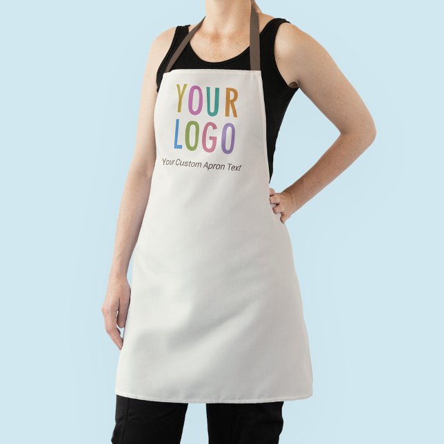 Ecru Custom Apron with Business Logo Personalised (MISOOK Ecru Apron with Logo)