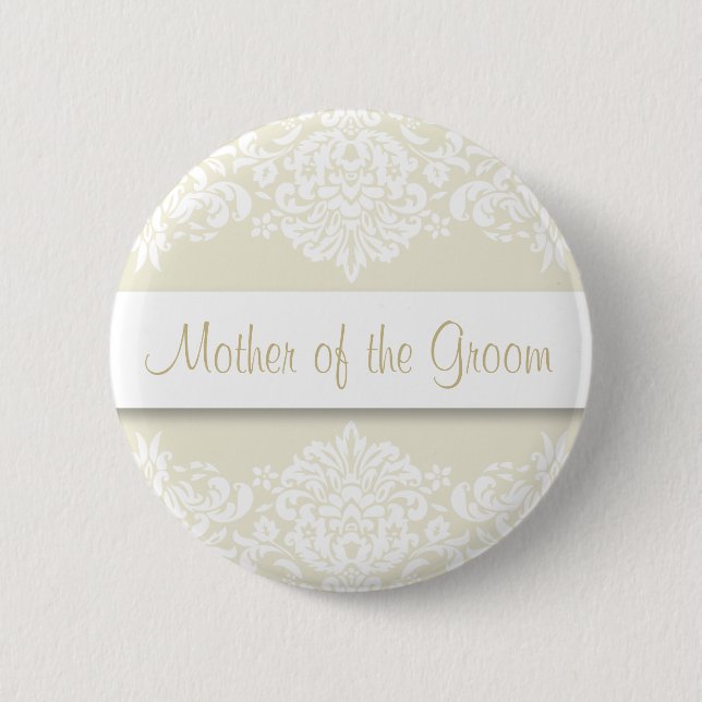 Ecru Damask Mother of the Groom Button (Front)