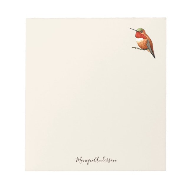 Ecru Hummingbird Notepad (Front)