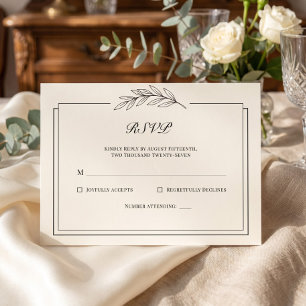 Ecru Leaf Branch Formal Wedding RSVP