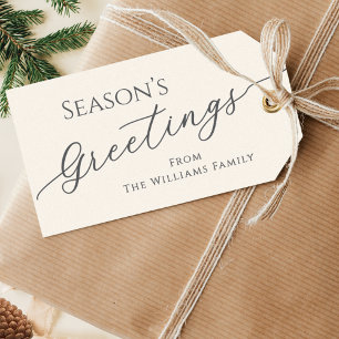 Ecru Modern Minimalist Season’s Greetings Gift Tags