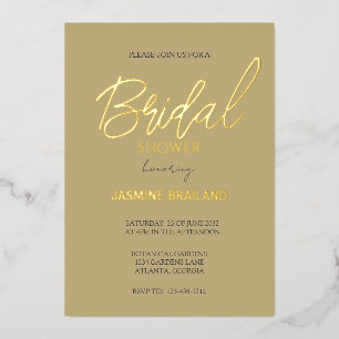 Ecru Modern Simple Bridal Shower Gold