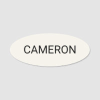 Ecru Oval Name Tag Badge Pin or Magnetic 3 inch