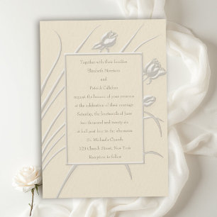 Ecru Rose Waltz Formal Modern Classic Wedding Invitation