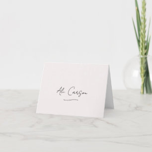 Ecru Script Name Folded Thank You Card