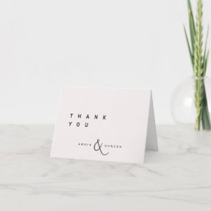 Ecru   Simple Wedding Thank You Folded Card