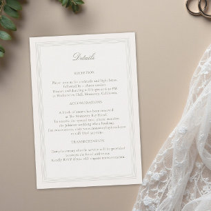 Ecru Triple Formal Elegant Classic Wedding Details Enclosure Card