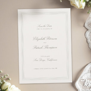 Ecru Triple Formal Elegant Modern Classic Wedding Save The Date