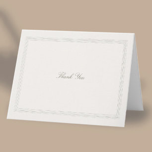 Ecru Triple Formal Elegant Modern Classic Wedding Thank You Card