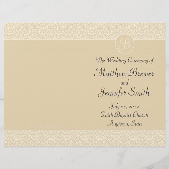 Ecru Wedding Order of Service & Ceremony Program (Front)
