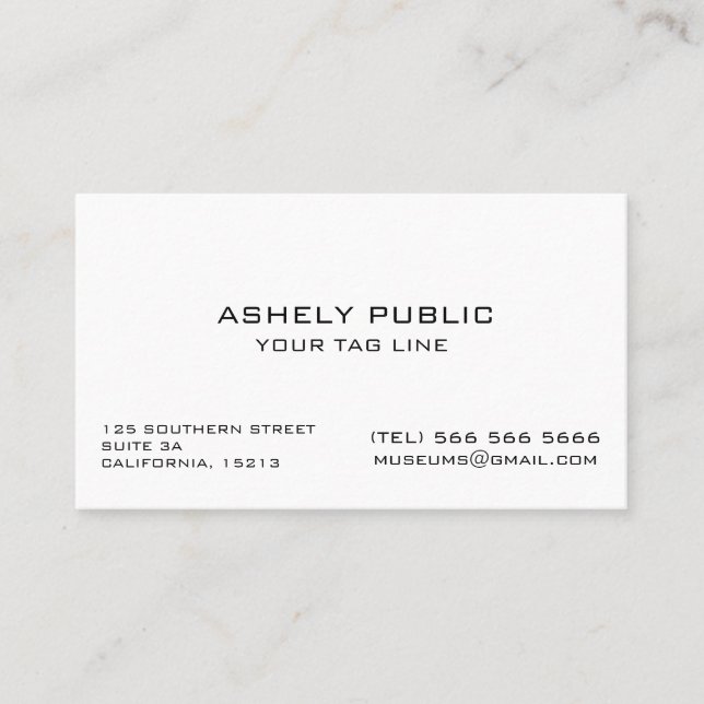 Ecru White Minimalist Business Card (Front)