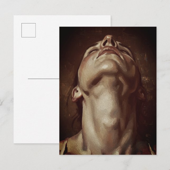 Ecstatic Woman Head Back Closed Eyes Sensual Postcard (Front/Back)
