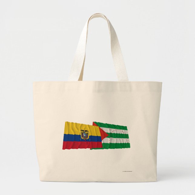 Ecuador and Manabí waving flags Large Tote Bag (Front)