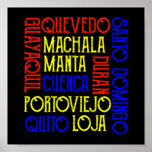 Ecuador City Names Quito Guayaquil National Poster