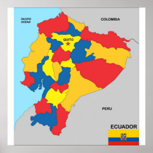 ecuador country political map flag poster