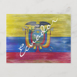 Ecuador distressed flag postcard