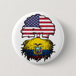 Ecuador Ecuadorian American USA Tree Roots Flag 6 Cm Round Badge