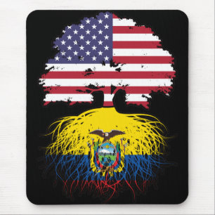 Ecuador Ecuadorian American USA Tree Roots Flag Mouse Pad