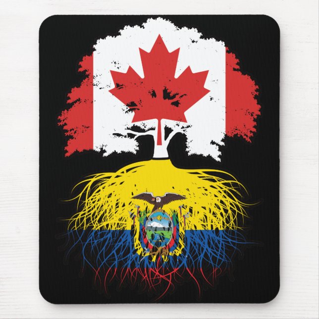 Ecuador Ecuadorian Canadian Canada Tree Roots Flag Mouse Pad (Front)